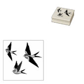 Folkvogel, slik staartvogel, drie vliegende vogels rubberstempel (Gestempeld)