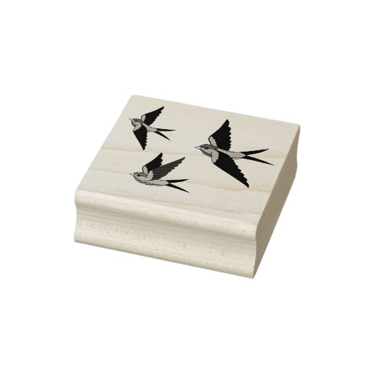 Folkvogel, slik staartvogel, drie vliegende vogels rubberstempel (Stempel)