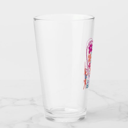 Folky bloemige hart met konijnen glas Cup (Rechts)