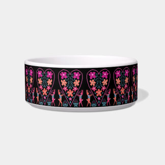 Folky Floral Heart met Konijnen Keramische Pet Bow Voerbakje