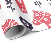 Folkzweedse paardenflorale naadloos patroon. cadeaupapier (Rol Hoek)