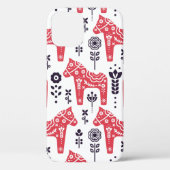 Folkzweedse paardenflorale naadloos patroon. Case-Mate iPhone case (Achterkant)