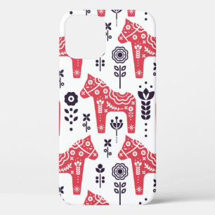 Folkzweedse paardenflorale naadloos patroon. Case-Mate iPhone case