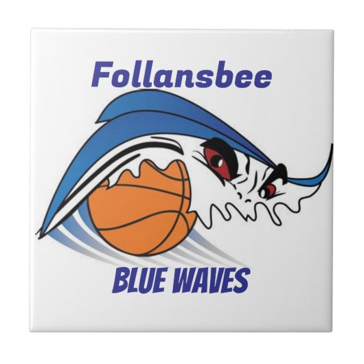 Follansbee Blue Waves Basketbal Tegeltje (Voorkant)