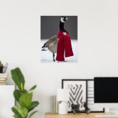 Folle Gans met Rode Sjaal Winter Persoonlijk  Poster (Thuiskantoor)