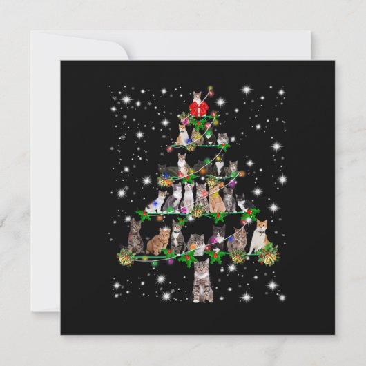 Folle katten Kerstboom T-shirt Ornament Decoratie  Kaart (Voorkant)