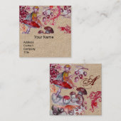 FOLLET VAN MUSHROOMS Fantasy Floral Kraft Monogram Vierkante Visitekaartje (Voorkant / Achterkant)