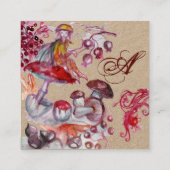FOLLET VAN MUSHROOMS Fantasy Floral Kraft Monogram Vierkante Visitekaartje (Achterkant)