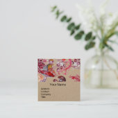 FOLLET VAN MUSHROOMS Fantasy Floral Kraft Monogram Vierkante Visitekaartje (Staand voorkant)