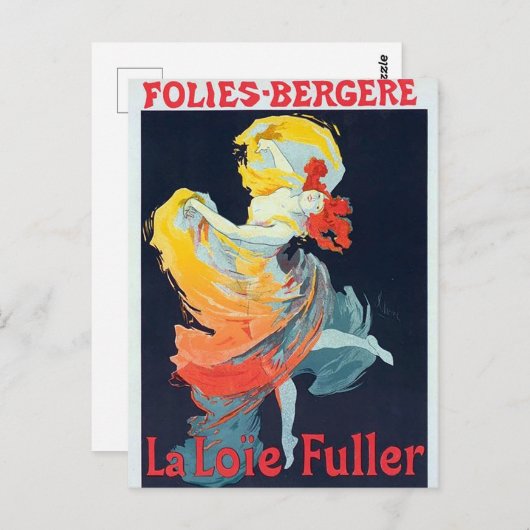 Follies Bergeré Jules Chéret Danser Girl Briefkaart (Voorkant / Achterkant)