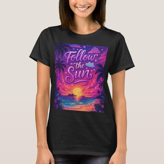 Follow the sun - cute girl t shirt (Voorkant)