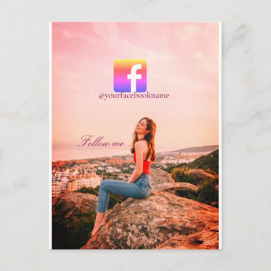 follow us facebook username social media photo  briefkaart (Voorkant)