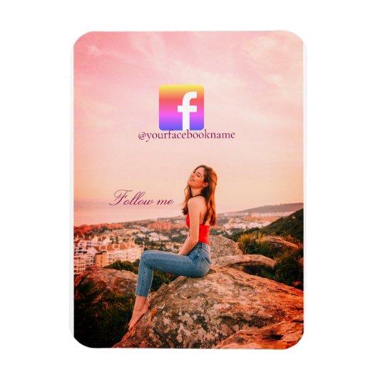 follow us facebook username social media photo  magneet (Verticaal)