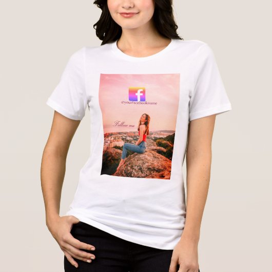 follow us facebook username social media photo  Tri-Blend shirt (Voorkant)