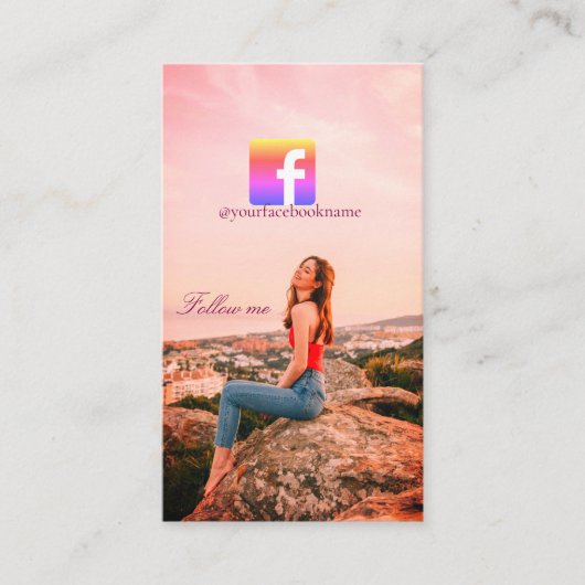 follow us facebook username social media photo visitekaartje (Voorkant)