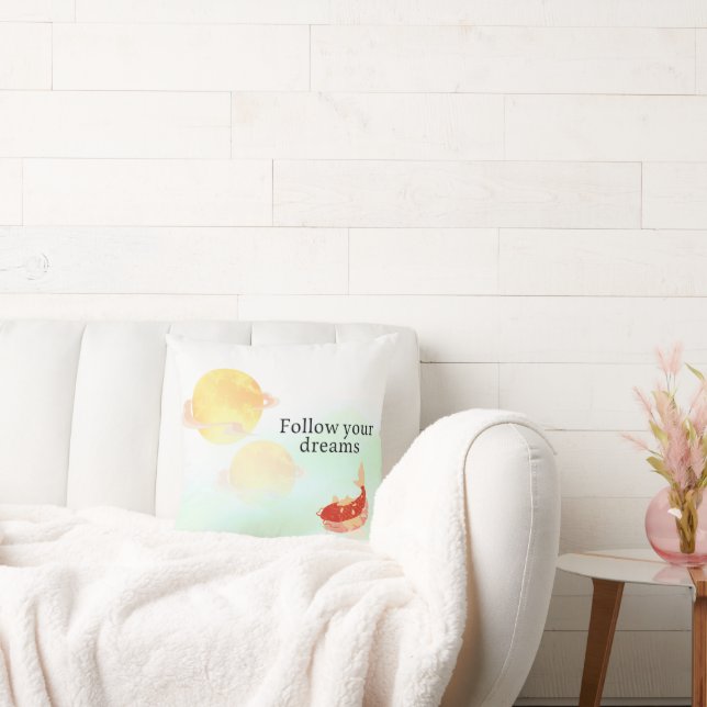 Follow Your Dreams" Koi Fish Pillow | Inspirationa Kussen (Bank)