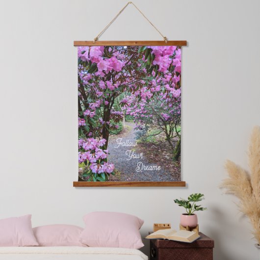 Follow Your Dreams Quote Floral Garden Path Hangend Wandkleed (Slaapkamer)