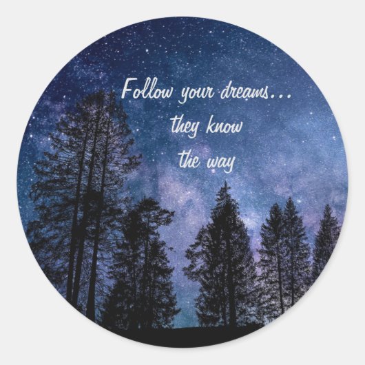 Follow Your Dreams  Ronde Sticker (Voorkant)