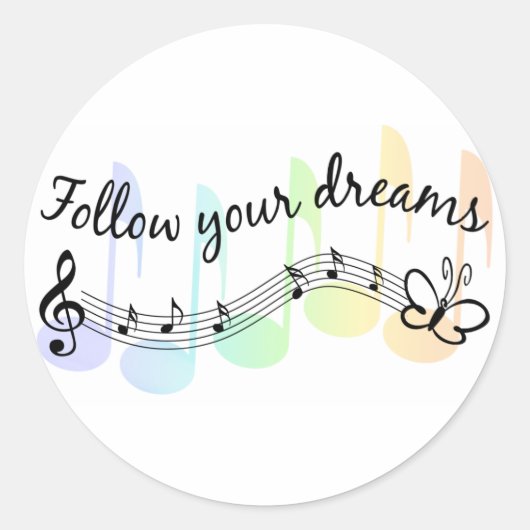 Follow Your Dreams Ronde Sticker (Voorkant)
