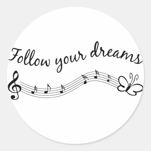 Follow Your Dreams Ronde Sticker (Voorkant)