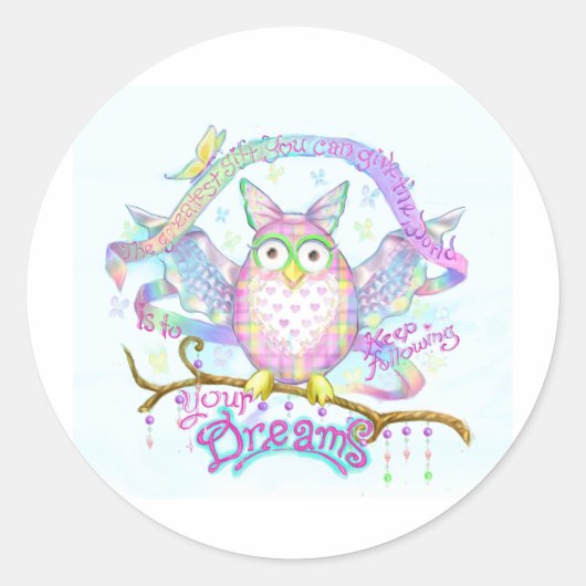 Follow Your Dreams Ronde Sticker (Voorkant)