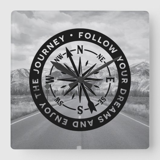 Follow Your Dreams Vierkante Klok (Voorkant)