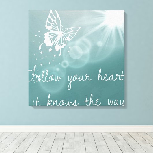 Follow your Heart, It knows Canvas Afdruk (Insitu (Houten vloer))