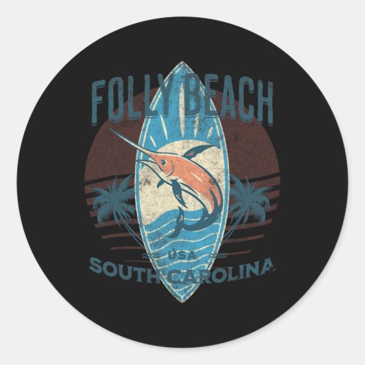 Folly Beach _2 Ronde Sticker (Voorkant)