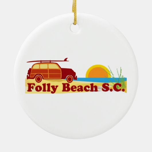 Folly Beach. Keramisch Ornament (Achterkant)