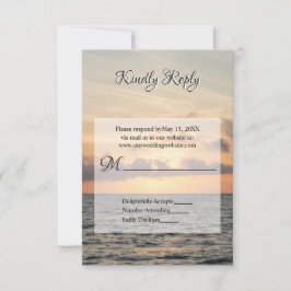 Folly Beach Ochtend RSVP Bruiloft Kaartje