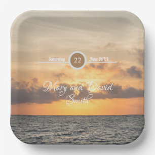 Folly Beach Ochtend Trouwpapier Borden Papieren Bordje