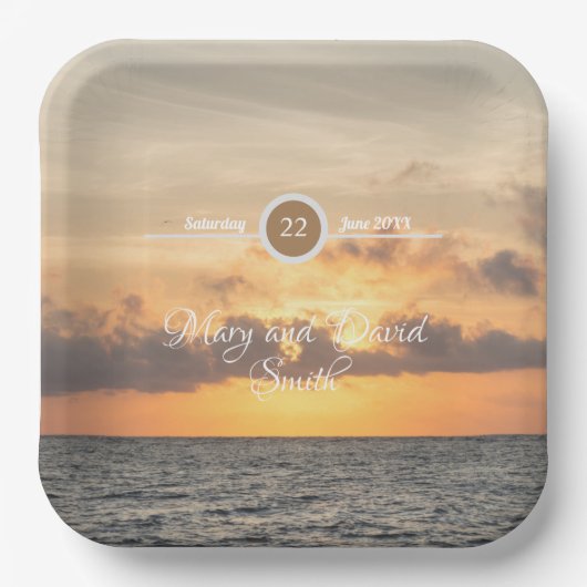 Folly Beach Ochtend Trouwpapier Borden Papieren Bordje (Voorkant)