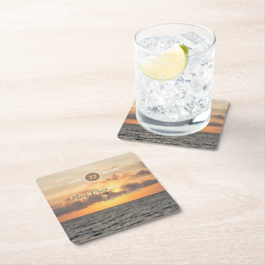 Folly Beach Ochtend Trouwpapier Onderzetters (Insitu)