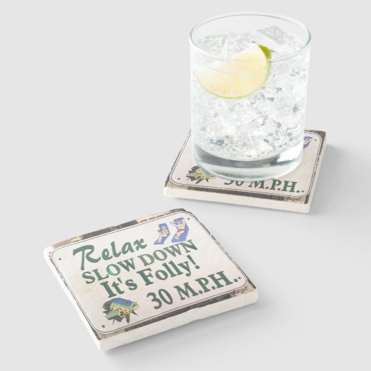 Folly Beach, Relax, South Carolina Marble Onderzet Stenen Onderzetter (Zijkant)