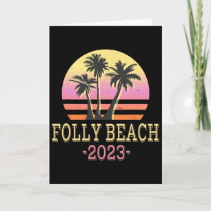 Folly Beach Retro Strand Gezinsvakantie Mannen Vro Kaart