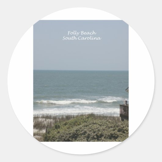 Folly Beach Ronde Sticker (Voorkant)