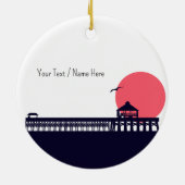 Folly Beach SC Souvenirs Retro Sunset Pier 60s Keramisch Ornament (Achterkant)