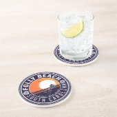 Folly Beach SC Souvenirs Retro Sunset Pier 60s Zandsteen Onderzetter (Zijkant)