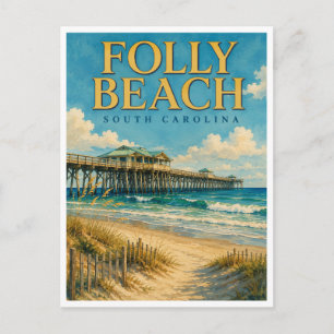 Folly Beach South Carolina Folly Pier GeoSaga Briefkaart