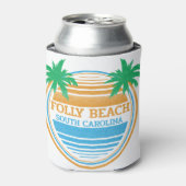 Folly Beach South Carolina Palm Trees Blikjeskoeler (Blikje Voorkant)