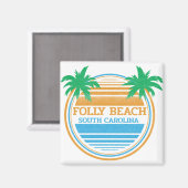 Folly Beach South Carolina Palm Trees Magneet (Voorkant / Achterkant)