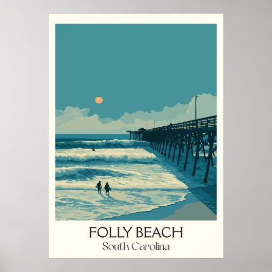 Folly Beach South Carolina Pier Poster (Voorkant)