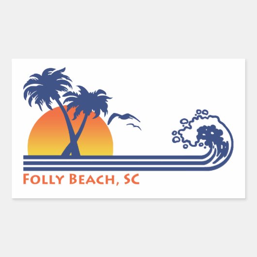 Folly Beach South Carolina Rechthoekige Sticker (Voorkant)