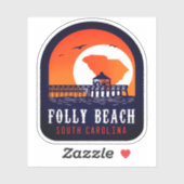 Folly Beach South Carolina Retro Souvenirs Sticker (Vel)
