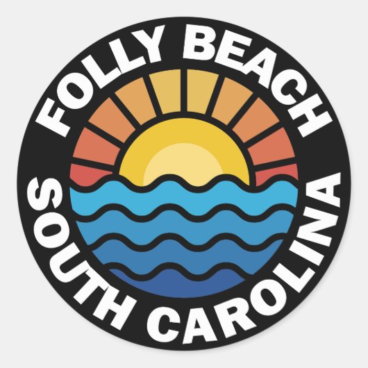 Folly Beach, South Carolina Ronde Sticker (Voorkant)