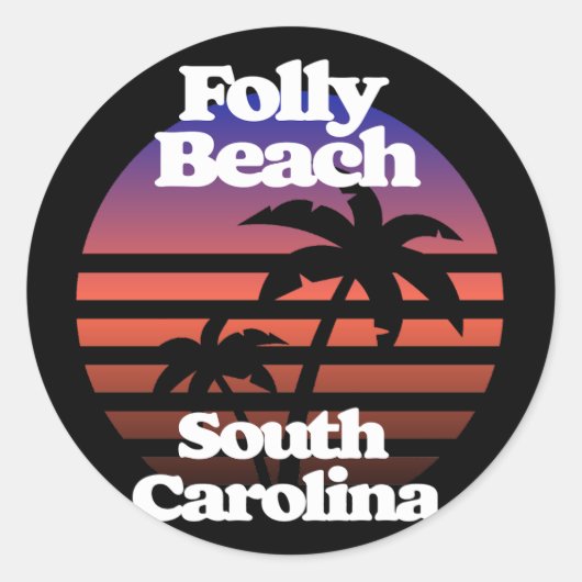 Folly Beach South Carolina Ronde Sticker (Voorkant)