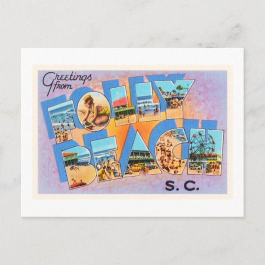 Folly Beach South Carolina SC Old Briefkaart (Voorkant)