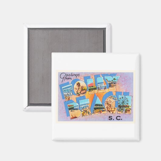 Folly Beach South Carolina SC Old  Briefkaart Magneet (Voorkant / Achterkant)