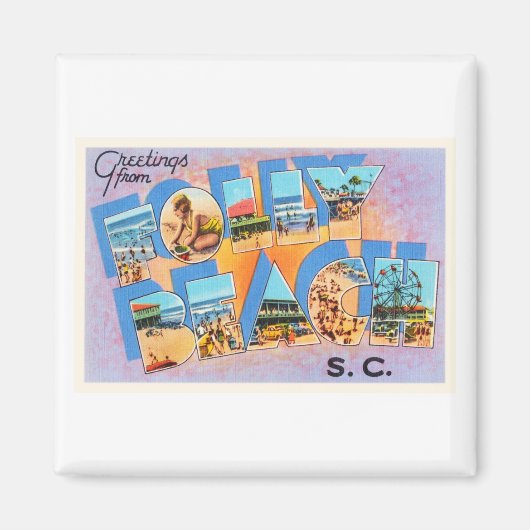 Folly Beach South Carolina SC Old  Briefkaart Magneet (Voorkant)