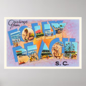 Folly Beach South Carolina SC Old  Briefkaart Poster (Voorkant)